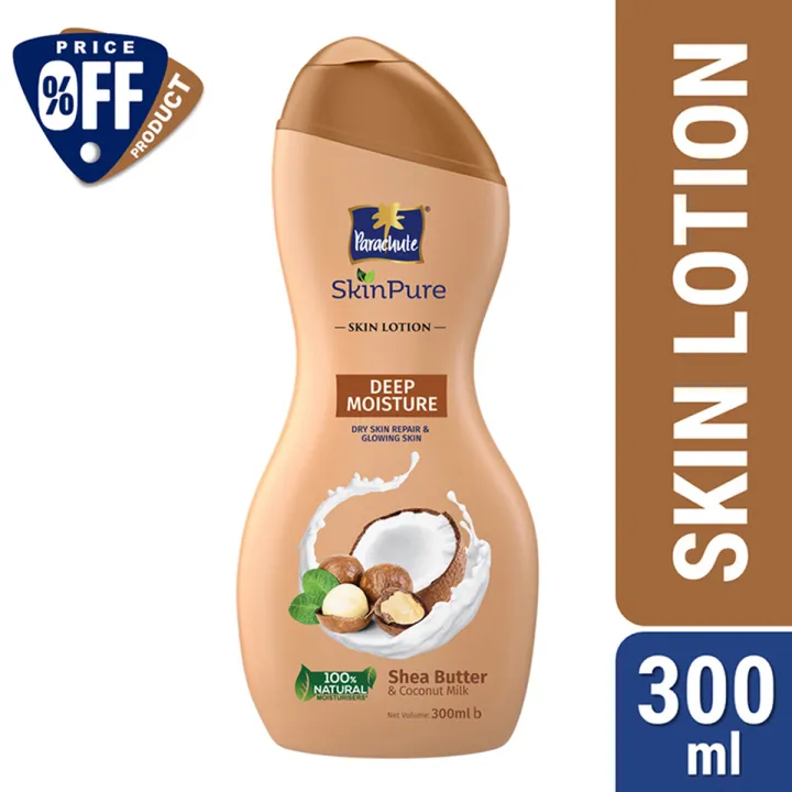 Parachute SkinPure Deep Moisture Body Lotion with Shea Butter & Coconut Milk|For Soft, Glowing, Nourished Skin| Repairs Dry Skin| 100% Natural Moisturizers| All Skin Types| 300 ml