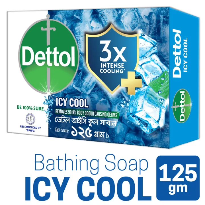 Dettol Soap Cool 125gm Bathing Bar, Soap with Crispy Menthol