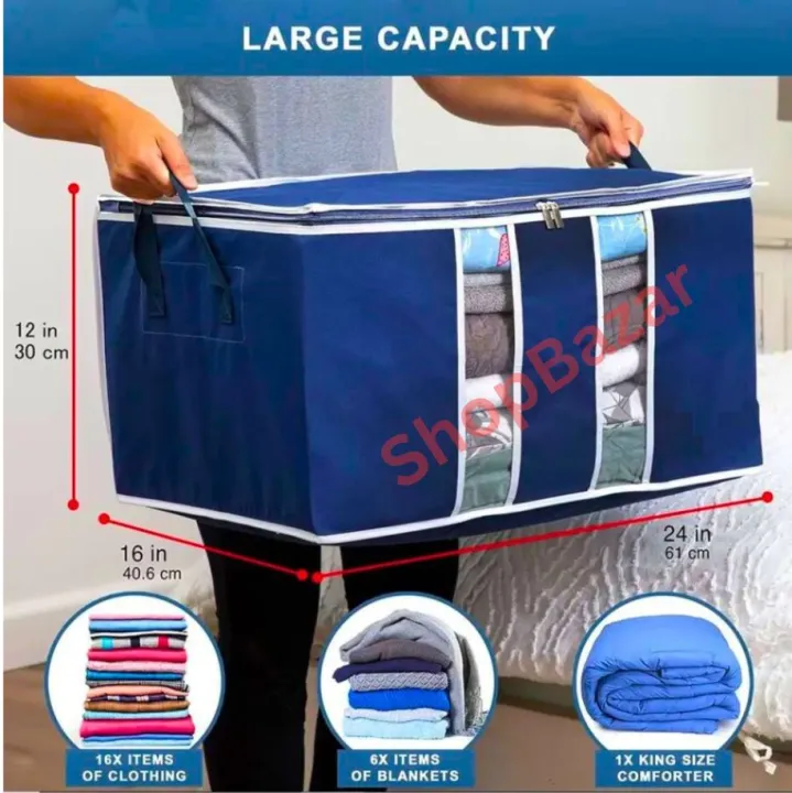 Large Quilt Storage Bag, King Size Blanket Storage Organiser, Large Capacity Cloth Storage Bag.